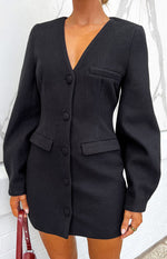 Feyre Black Long Sleeve Blazer Mini Dress Image