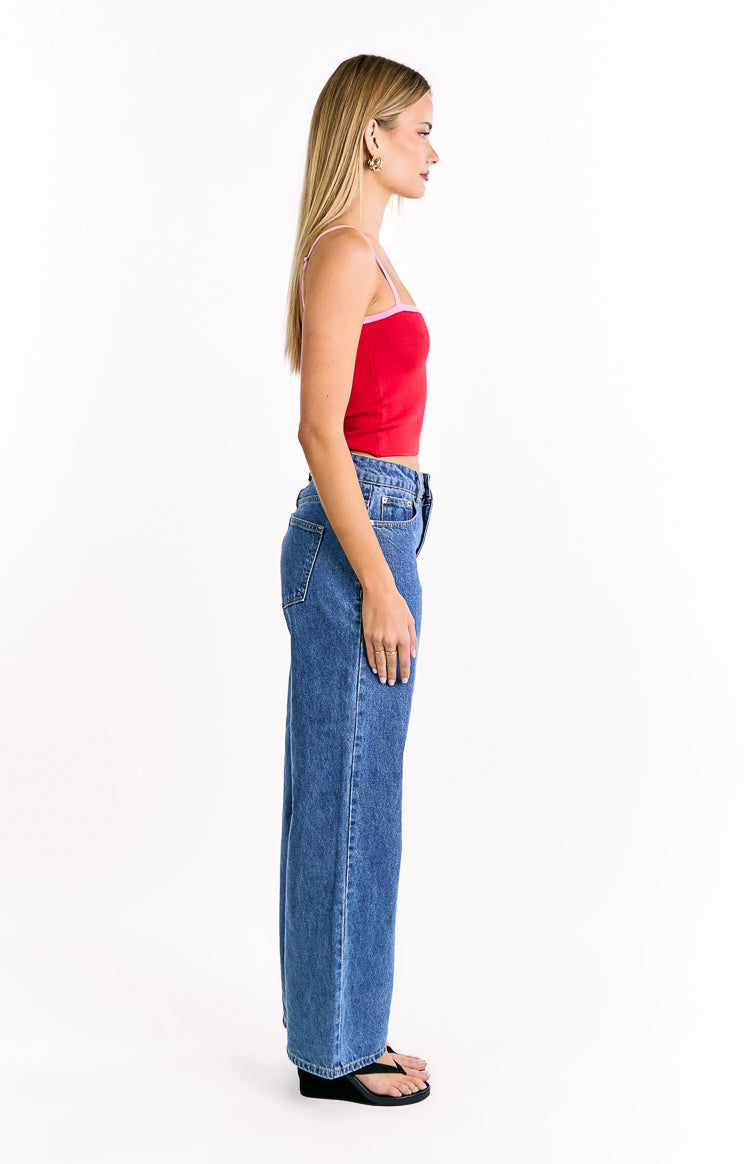 Florrie Red Pink Contrast Knit Top Image