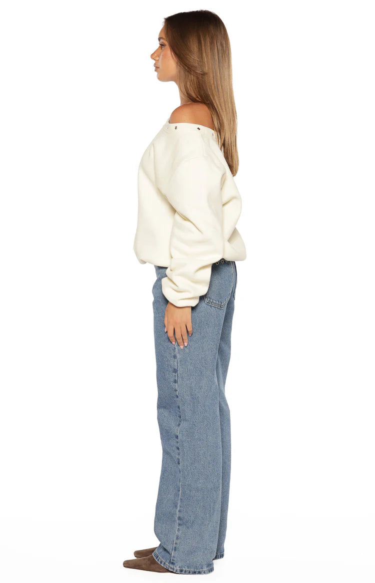 Fran Eyelet Mid Wash Pocket Jeans Image
