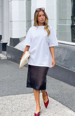 Francesca Black Organza Sheer Midi Skirt Two Piece Set Image
