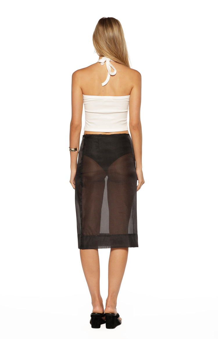 Francesca Black Organza Sheer Midi Skirt Two Piece Set Image