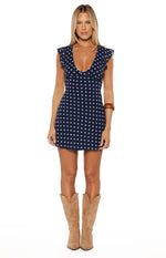 Freisha Navy Polka Dot Mini Dress Image