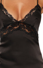Freyja Black Lace Insert Satin Maxi Dress Image