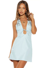 Geni Blue Halter Neck Mini Dress Image