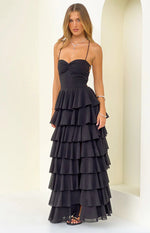 Georgie Black Ruffle Maxi Dress Image