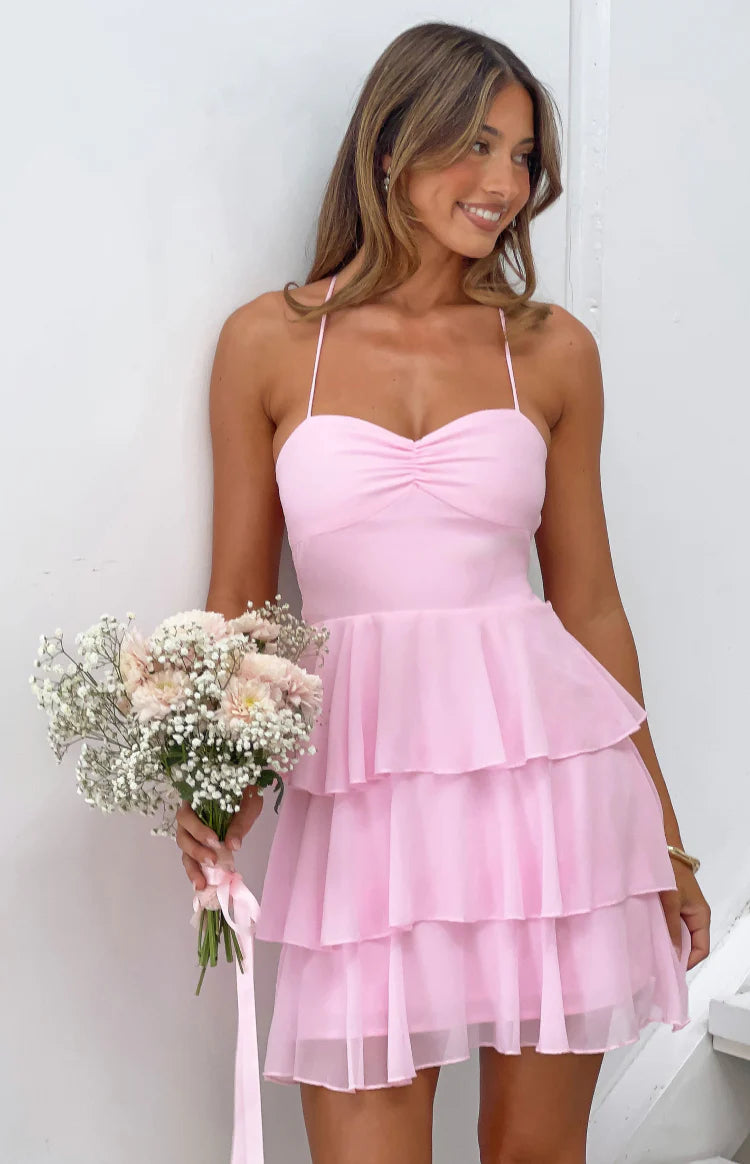 Georgie Pink Ruffle Mini Dress Image