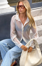 Goldie Cream Sheer Button Through Shirt Image