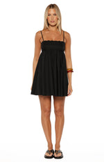 Gracelyn Black Eyelet Embroidered Mini Dress Image