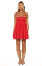 Gracelyn Red Embroidered Mini Dress Image