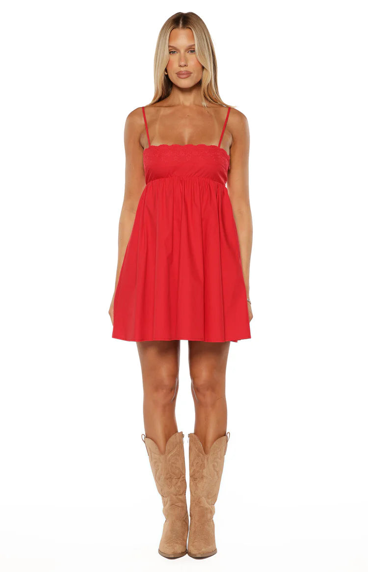 Gracelyn Red Embroidered Mini Dress Image