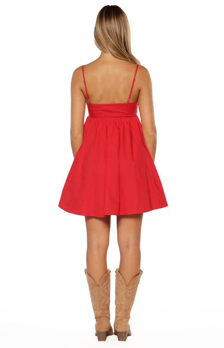 Gracelyn Red Embroidered Mini Dress Image
