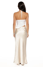 Gracie White Contrast Satin Maxi Dress Image
