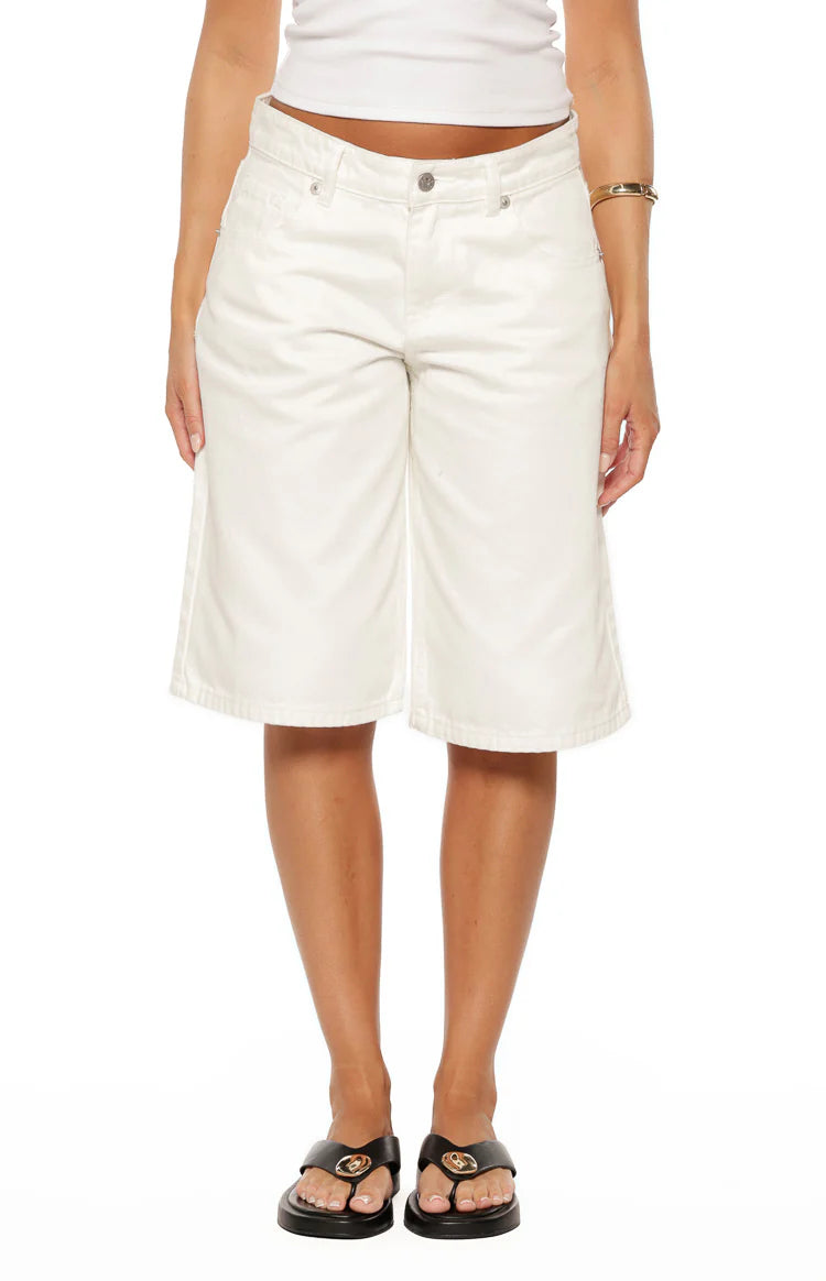 Greta White Denim Shorts Image