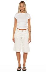 Greta White Denim Shorts Image