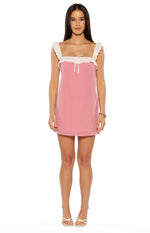 Harry Red Gingham Lace Mini Dress Image