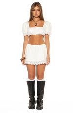 Hart White Broderie Trim Crop Top Image