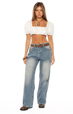 Hart White Broderie Trim Crop Top Image