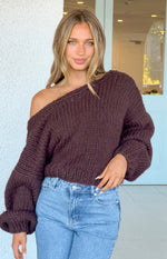Holiday Chocolate Brown Tie Up Knit Cardigan Image
