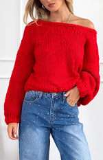 Holiday Red Tie Up Knit Cardigan Image