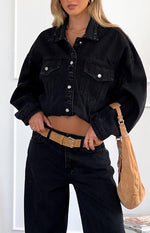 Hugo Black Oversized Denim Jacket Image