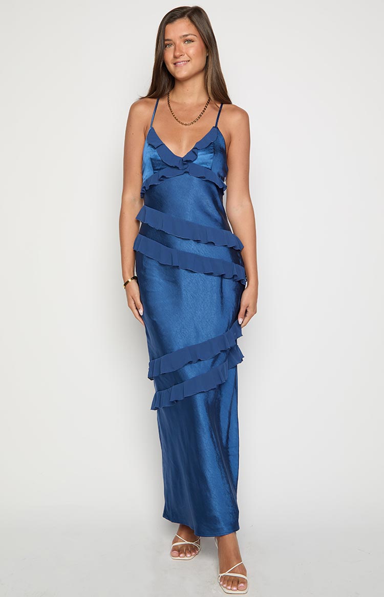 Inara Navy Ruffle Maxi Dress Image