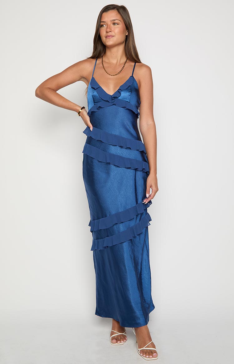 Inara Navy Ruffle Maxi Dress Image