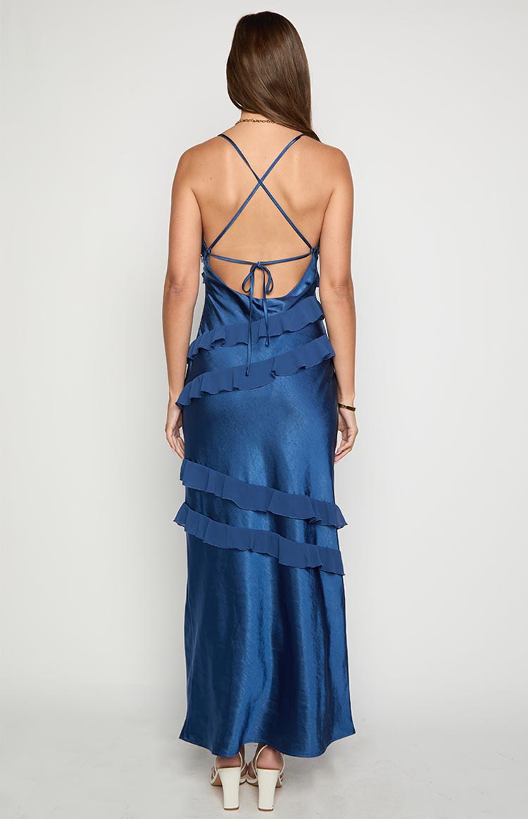 Inara Navy Ruffle Maxi Dress Image