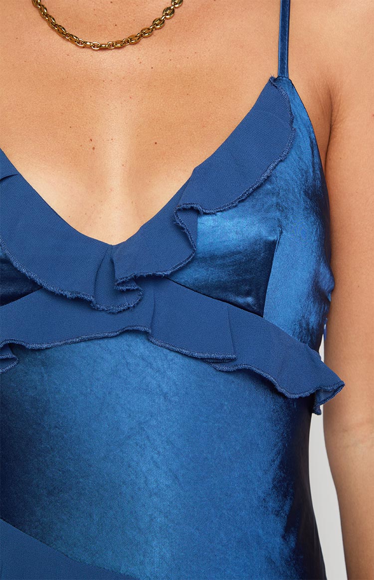 Inara Navy Ruffle Maxi Dress Image