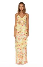 Inara Yellow Bloom Ruffle Maxi Dress Image