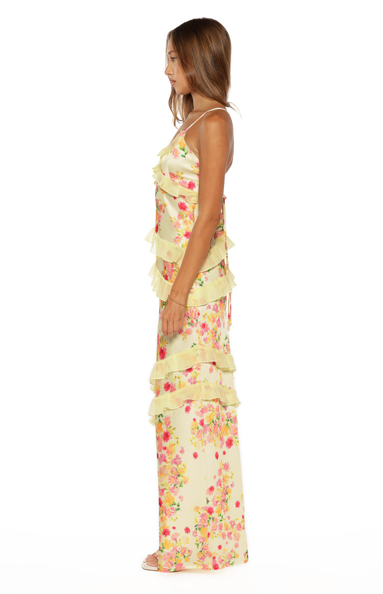 Inara Yellow Bloom Ruffle Maxi Dress Image