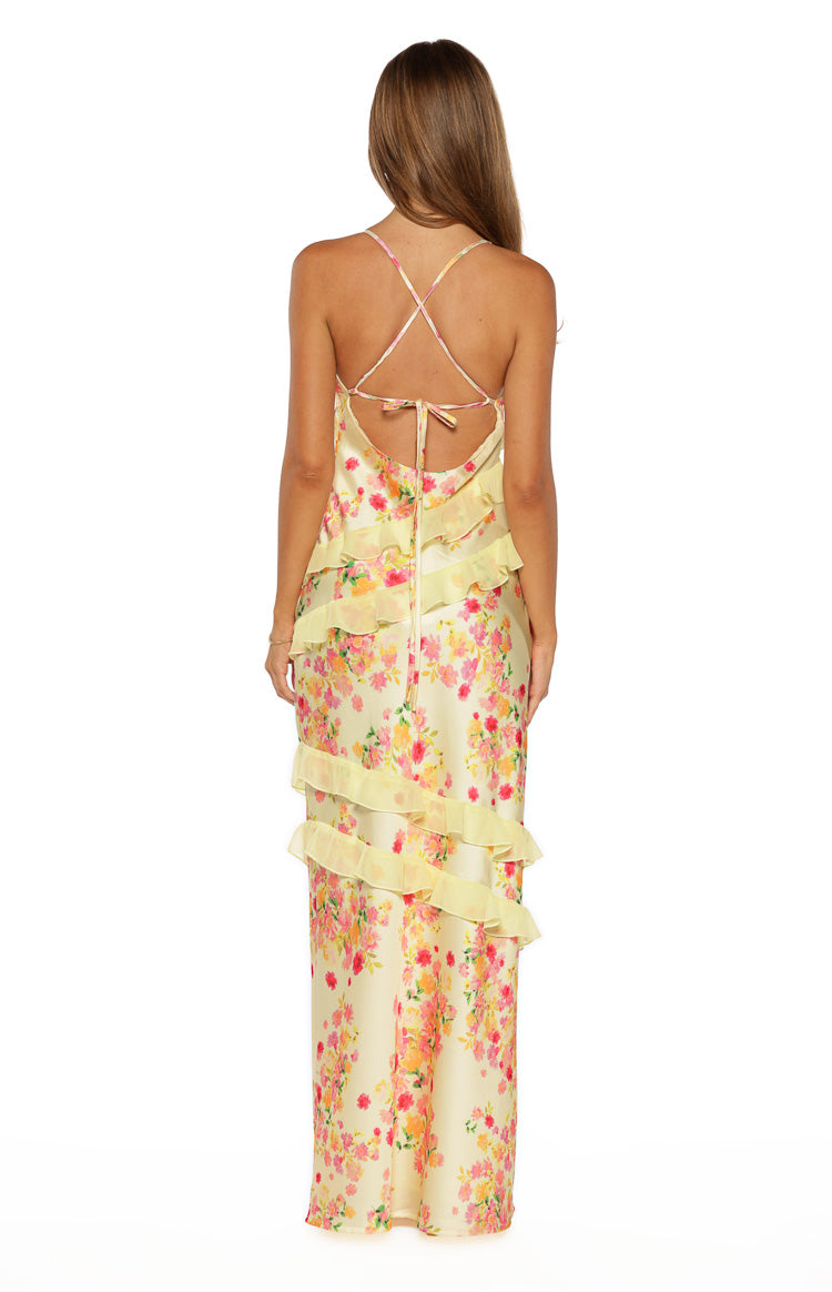 Inara Yellow Bloom Ruffle Maxi Dress Image