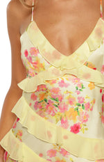 Inara Yellow Bloom Ruffle Maxi Dress Image