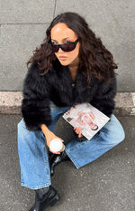 It Girl Black Faux Fur Jacket Image