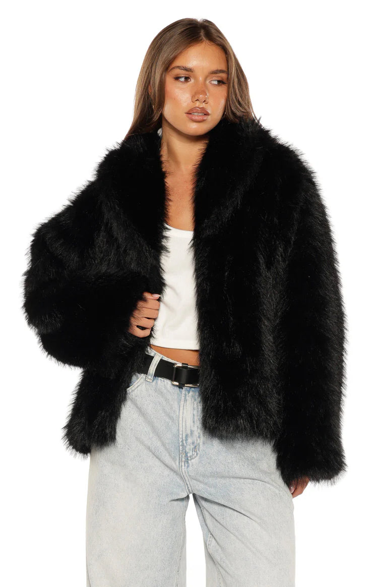 It Girl Black Faux Fur Jacket Image