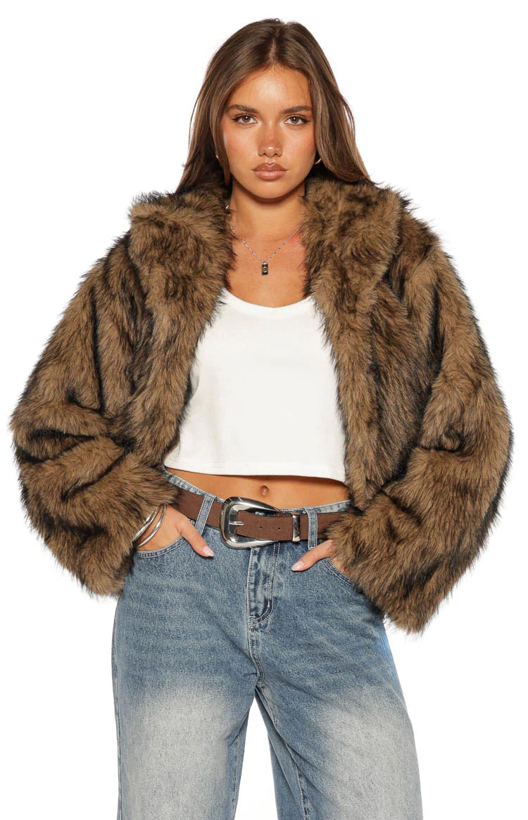 It Girl Chocolate Faux Fur Jacket - PRE ORDER Image