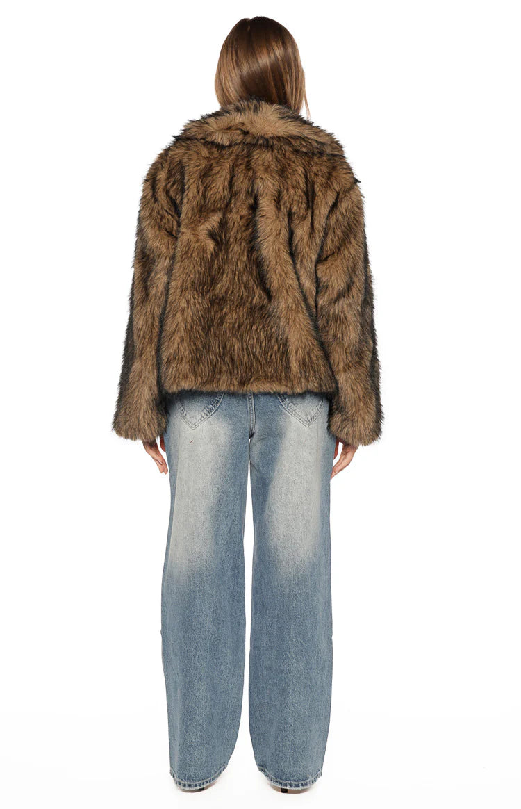 It Girl Chocolate Faux Fur Jacket - PRE ORDER Image