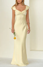 Jacky Yellow Satin Maxi Dress Image