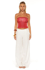 Jacq White Tie Waist Wide Leg Pants Image