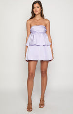 Jamie Lilac Satin Strapless Mini Dress Image