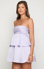 Jamie Lilac Satin Strapless Mini Dress Image