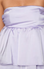 Jamie Lilac Satin Strapless Mini Dress Image