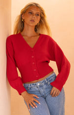 Janda Red Knit Oversized Cardigan Image