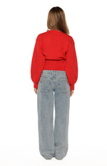 Janda Red Knit Oversized Cardigan Image
