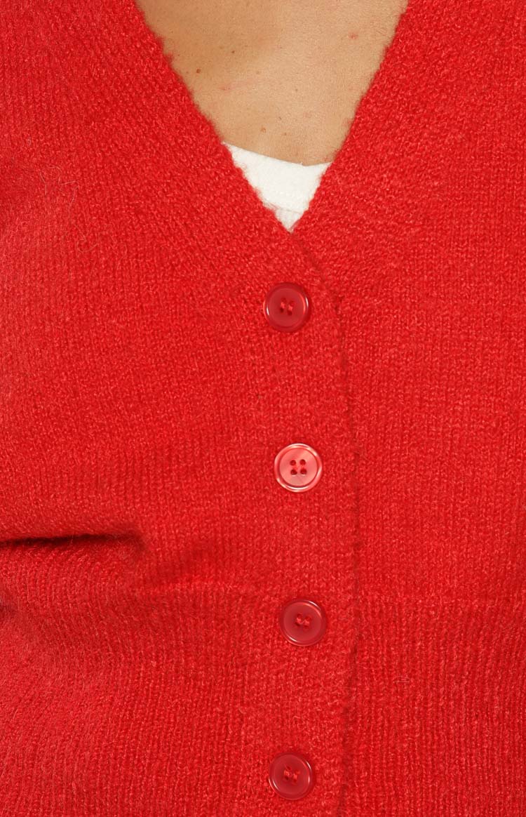 Janda Red Knit Oversized Cardigan Image