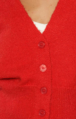 Janda Red Knit Oversized Cardigan