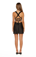 Jazzy Black Contrast Rhinestone Mini Dress Image