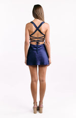 Jazzy Navy Contrast Rhinestone Mini Dress Image