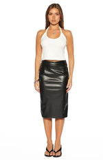 Joanie Black PU Midi Skirt Image