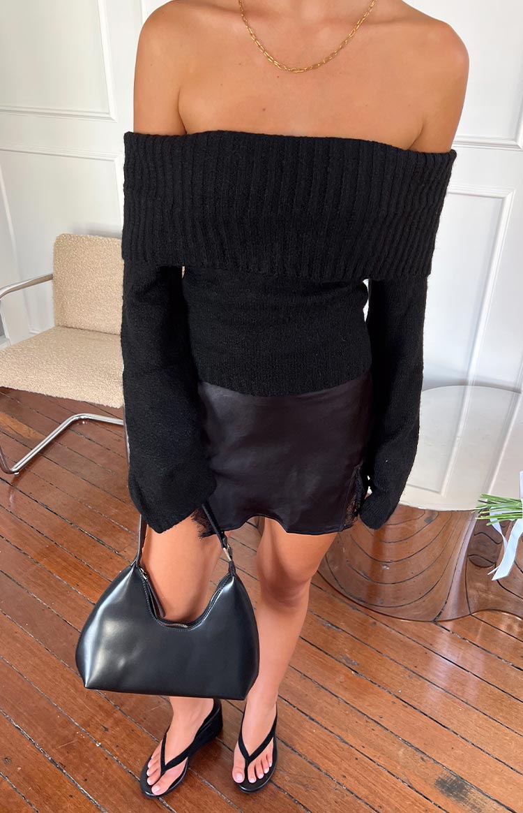 Joey Black Off Shoulder Sweater Image