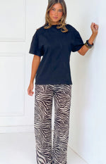 Joplin Black Sheer Zebra Print Pants Image